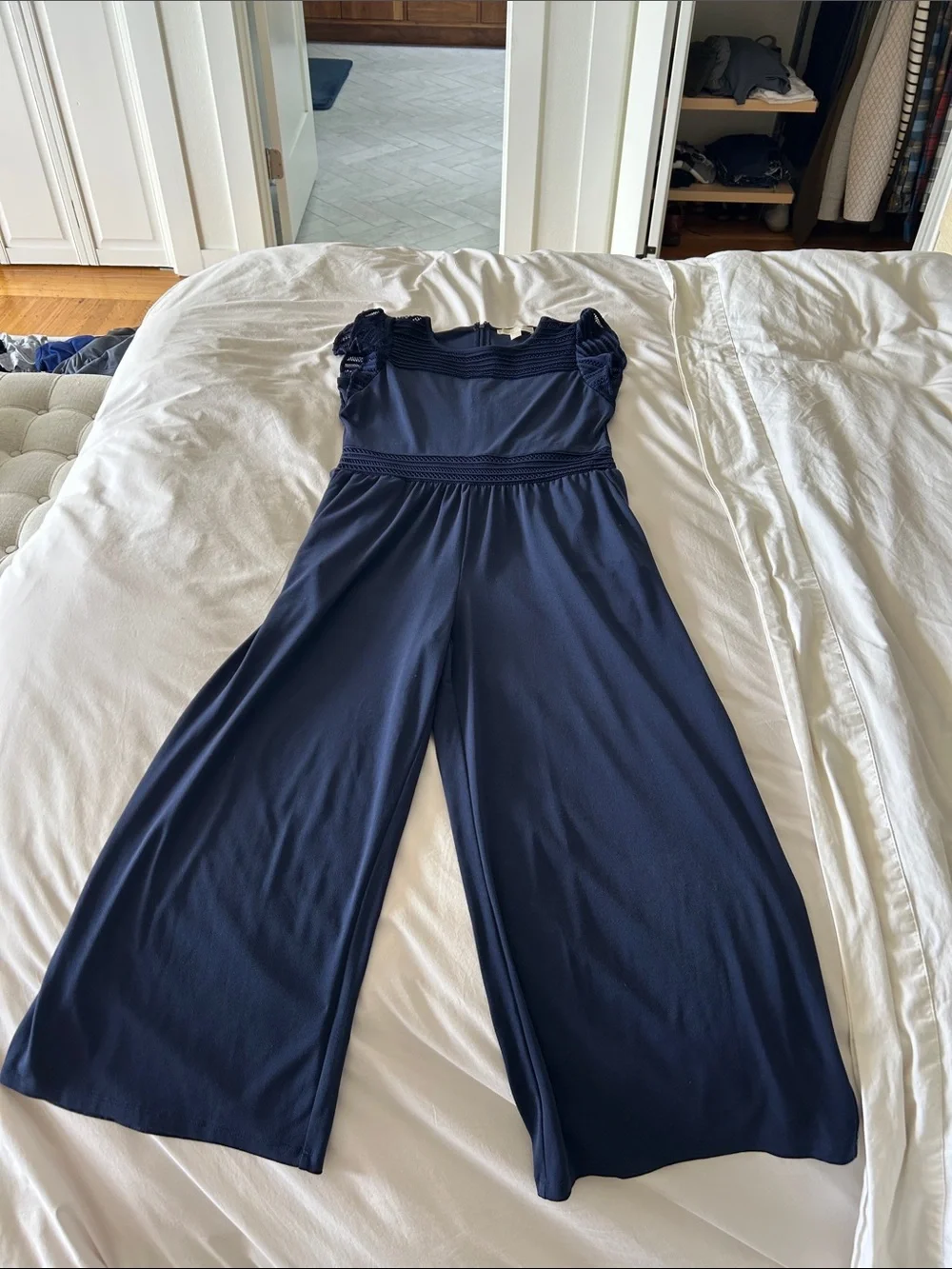 Michael Kors Navy Blue Jumpsuit with Lace Detail